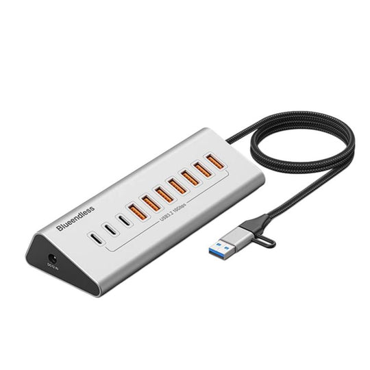Blueendless 10 Ports TYPE-C Splitter 10Gbps Braided Cable Extension Hub, Interface: 36W USB 3.2 x 7+TYPE-C 3.2 x 3