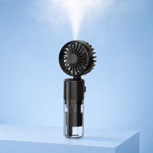 Handheld Misting Fan with Neck Strap 180 Degree Foldable Portable Water Spray Fan Type-C Rechargeable Mini Personal Face Mister Fan(F2 Black)