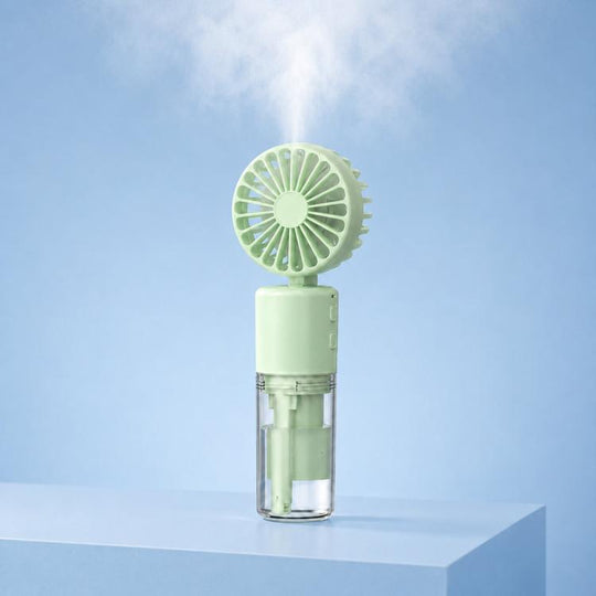 Handheld Misting Fan with Neck Strap 180 Degree Foldable Portable Water Spray Fan Type-C Rechargeable Mini Personal Face Mister Fan(F2 Green)