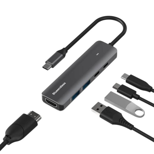 Blueendless HDMI 4K 60Hz Converter Type-C Dock(HDMI 2.0 + PD Charging + Type-C 3.0 + USB 3.0 x 2)