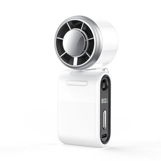 Semiconductor Ice Cooling Handheld Fan 5-Speed Turbo Mini Pocket Fan USB-C Rechargeable Small Personal Fan(White)