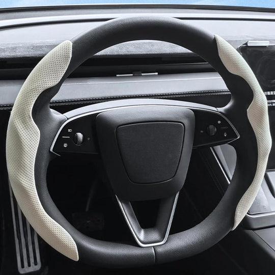 For Tesla Model Series Ultra-Thin Sweat-Wicking Steering Wheel Cover, Spec: NAPPA White