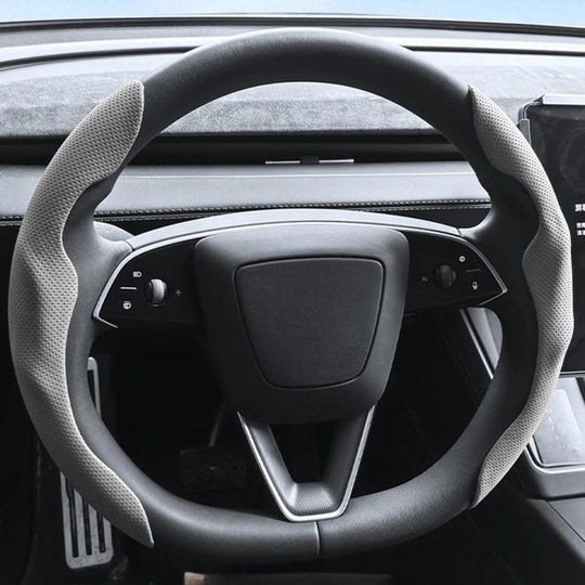 For Tesla Model Series Ultra-Thin Sweat-Wicking Steering Wheel Cover, Spec: NAPPA Grey