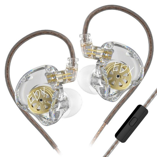 KZ-EDX Lite Internal-Magnet Dynamic Driver 1.2m Wired Earphones Deep Bass Detachable Cable Music Gaming Earbuds, Color: Transparent With Mic
