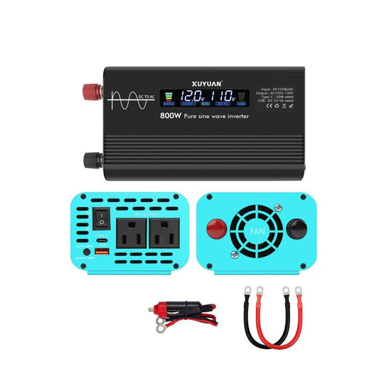 XUYUAN 12V/24V To 110V Pure Sine Wave Inverter, US Plug, Specification: 800W
