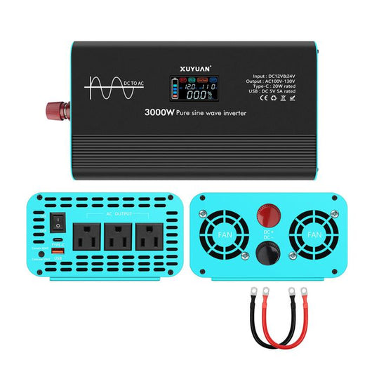 XUYUAN 12V/24V To 110V Pure Sine Wave Inverter, US Plug, Specification: 3000W