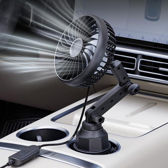 SHUNWEI 12V/24V Car Cup Holder Fan With USB Single Head(Black)