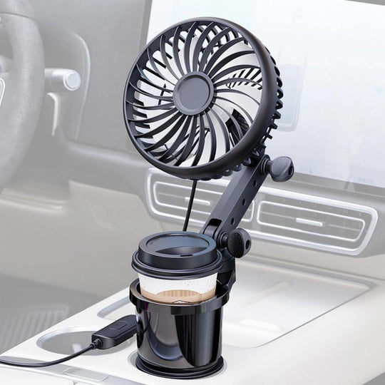 SHUNWEI 2 In 1 Car Cup Holder Multifunctional Adjustable Fan(Black)