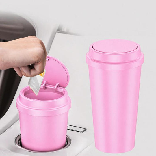 SHUNWEI Portable Round Car Water Cup Holder Miscellaneous Item Storage Box(Pink)