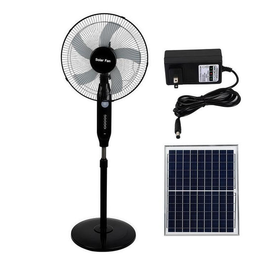 Solar Pedestal Fan With 18000mAh Battery 16 inch Standing Fan(Black)