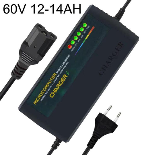 60V 12-14AH Auto Shut-Off Battery Charger For Electric Scooter & E-Bike EU Plug