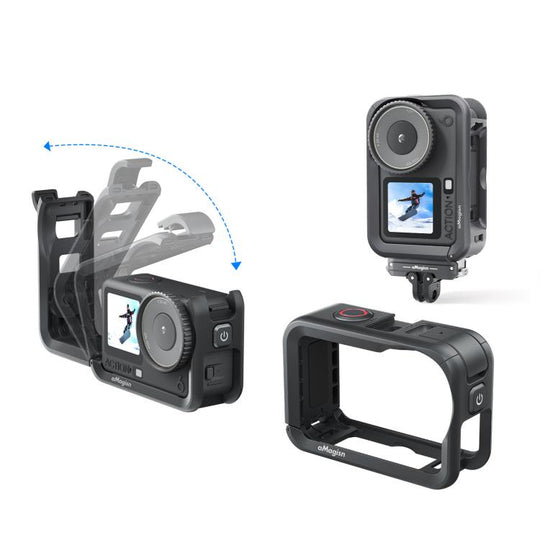 For DJI OSMO Action 6 aMagisn Utility Frame Protective Camera Cage with Cold Shoe Mount & 1/4inch Threaded Hole(Black)