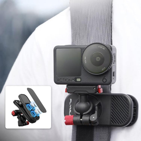For DJI Osmo Action 6 / Nano Flymile Magnetic Quick-release Backpack Shoulder Strap Clip Bracket