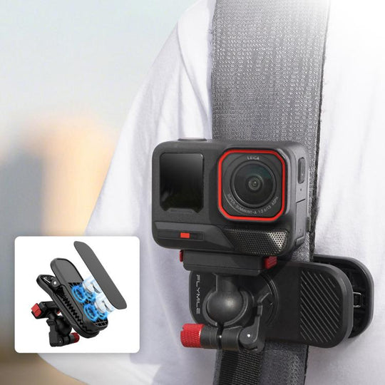 For Insta360 Ace / Ace Pro / 2 / X5 Flymile Magnetic Quick-release Backpack Shoulder Strap Clip Bracket