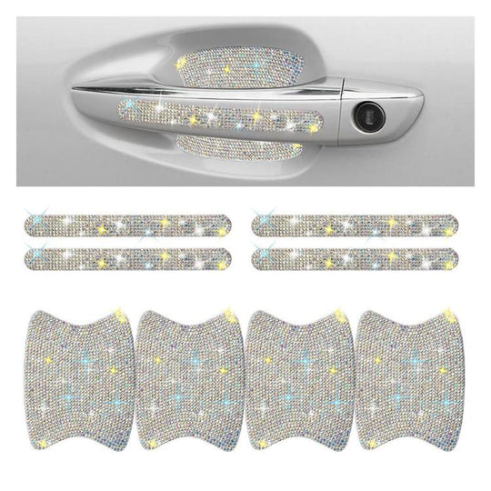 8pcs / Set Rhinestone Car Door Handle & Door Bowl Stickers Anti-Scratch Door Decor Decals(Colorful)