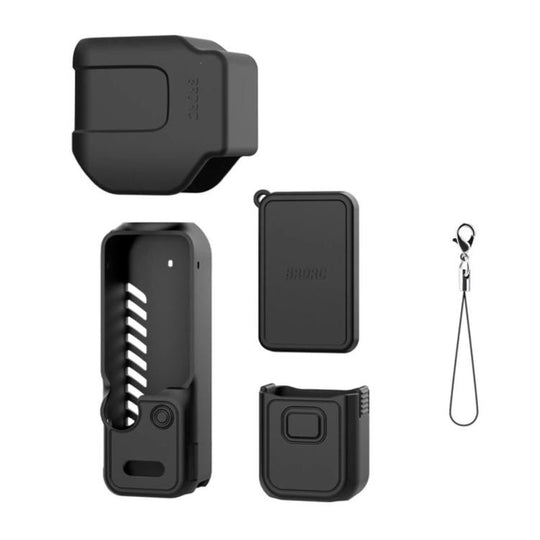 For DJI Osmo Pocket 4P BRDRC Body Protective Dustproof Silicone Case, Color: Standard Combo Black
