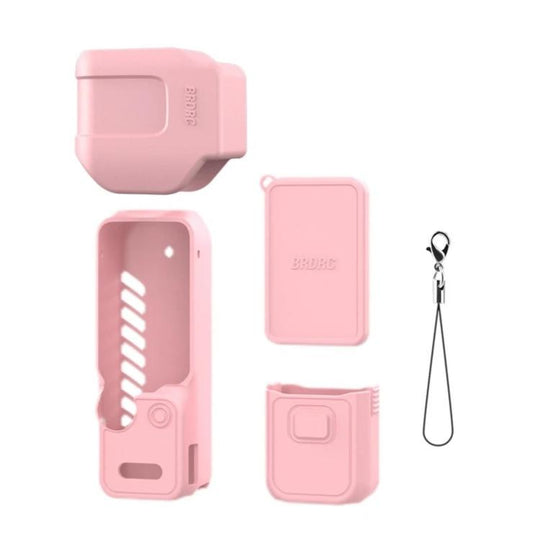 For DJI Osmo Pocket 4P BRDRC Body Protective Dustproof Silicone Case, Color: Standard Combo Pink