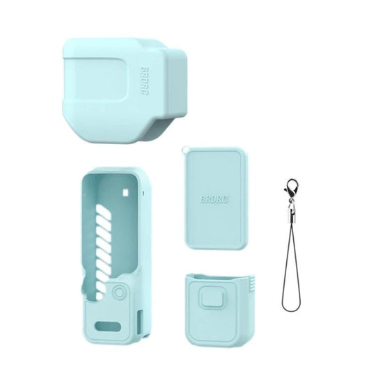 For DJI Osmo Pocket 4P BRDRC Body Protective Dustproof Silicone Case, Color: Standard Combo Blue
