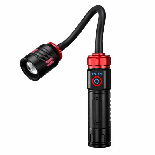 Rechargeable LED Gooseneck Work Light With Magnetic Base Zoomable Inspection Flashlight, No Batteries, Color: S1525 Red