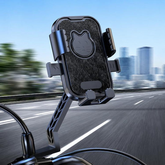 Universal Motorcycle Phone Mount Cute Cat Cell Phone Holder for Bike Scooter, Style: Rearview Mirror Mount Black