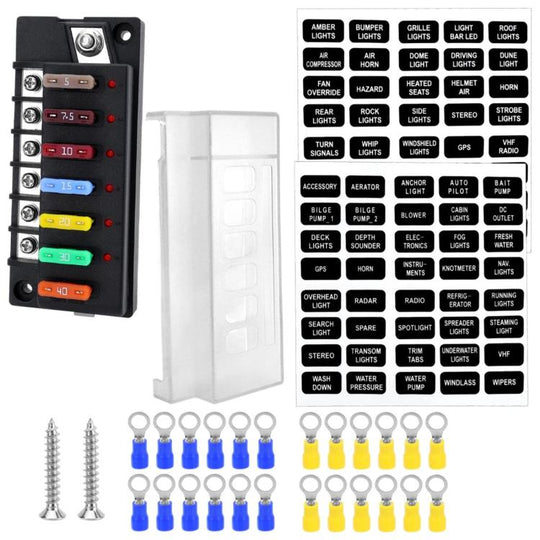 1-In-6-Out Waterproof Automotive Blade Fuse Holder, Specification: With Lights