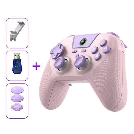 BSP G3 Tri-Mode Game Controller With Carbon Joysticks Macro Keys For PC / Switch / PS4 / iOS & Android Receiver+Stand Pink