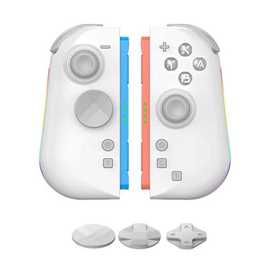 For Nintendo Switch 2 Left + Right Magnetic Controllers 9-Axis RGB Motion-Sensing Hall-Effect Joystick With Bluetooth 5.4 Wake-Up and Burst Fire Functionality(White)