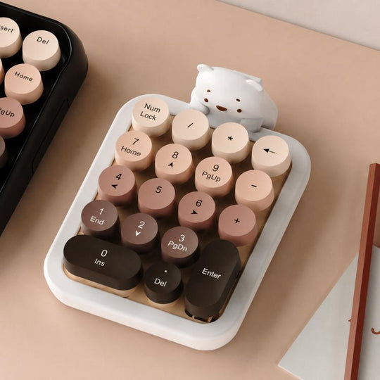 Ajazz AF18 Laptop 2.4G Wireless Numeric Keypad 18 Keys Numpad With Cute Silicone Bear Cover(Milk Tea Color)