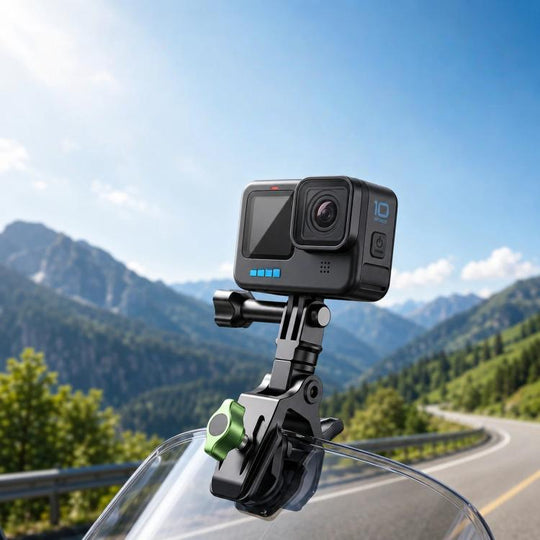Motorcycle Windshield Camera Mount 360-degree Rotation Clip Holder for DJI, Insta360, GoPro and Other Action Cameras(Black)