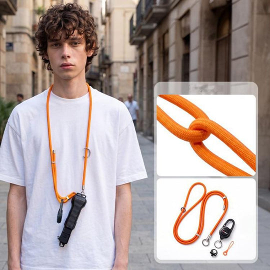 aMagisn Retractable Camera Crossbody Strap Neck Lanyard Cord for DJI Osmo Pocket 4/3, Insta360 Luna Ultra(Orange)
