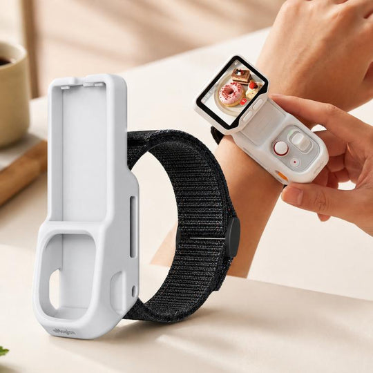 For Insta360 Luna Ultra Detachable Screen Monitor aMagisn Strap Silicone Case Adjustable Wristband Cover(Grey White)
