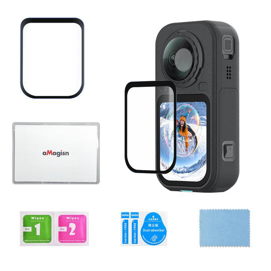 For Insta360 X6 aMagisn Tempered Glass Screen Protector HD Clear Anti-Scratch Protective Film 1 Set