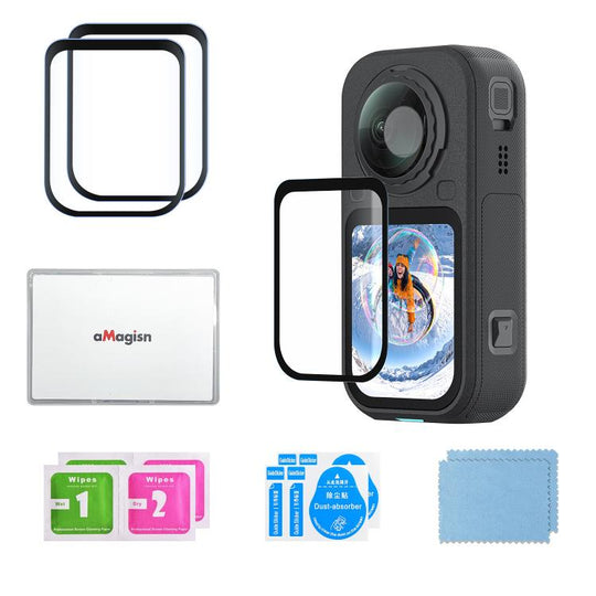 For Insta360 X6 aMagisn Tempered Glass Screen Protector HD Clear Anti-Scratch Protective Film  2 Sets
