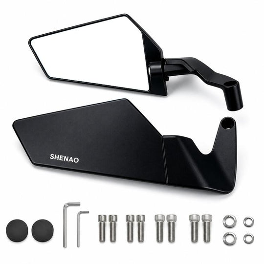 SHENAO Flip-Up Rearview Mirror Motorcycle Modification Aluminum Alloy Rearview Mirror, Color: White Glass