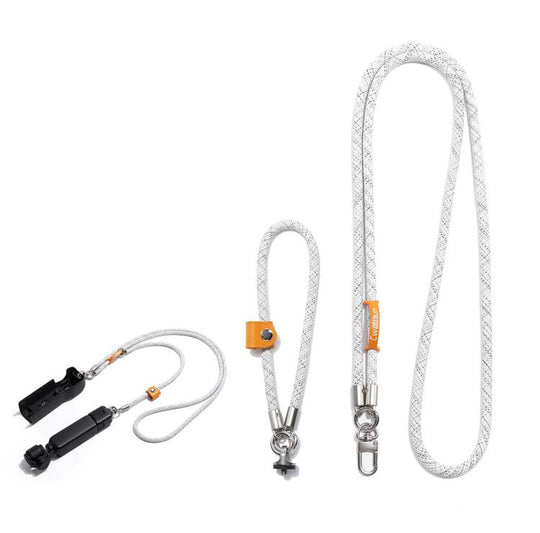 Cwatcun D232 Camera Lanyard 2 In 1 Crossbody Neck Strap Adjustable Wrist Rope With 1/4 Screw Quick Release Clasp, Color: Medium Light Gray