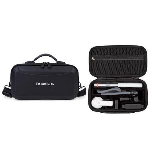 For Insta360 X6 Camera Kit Hard Shell Carrying Case Waterproof Travel Storage Bag with Shoulder Strap(With Text Black)