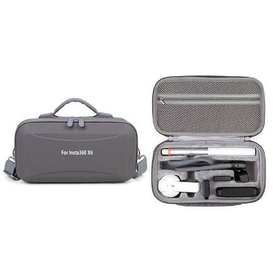 For Insta360 X6 Camera Kit Hard Shell Carrying Case Waterproof Travel Storage Bag with Shoulder Strap(With Text Grey)