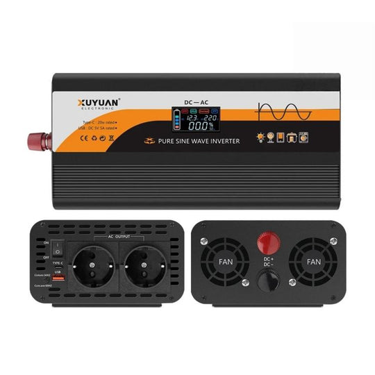 XUYUAN Pure Sine Wave Inverter with Color LCD Screen, EU Plug, Power: 4000W 24V-220V