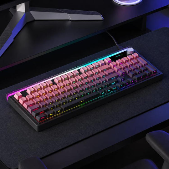 LANGTU L99 Gaming Keyboard 98 Keys Silent Membrane RGB Keyboard With Smart Display, Color: Wired BlackBerry