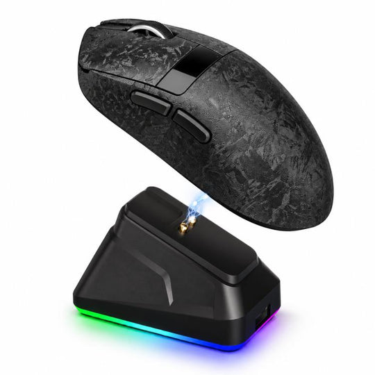 LANGTU M8-LED-Pro Tri-Mode Wireless Gaming Mouse With LED Display & RGB Charging Dock, Color: Black Carbon Fiber Pattern Dual 1K