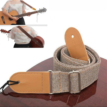 Cotton Linen Guitar Studs Strap Diagonal Shoulder Strap Musical Instrument Accessories(Light Gray) - String Instrument Accessories by buy2fix | Online Shopping UK | buy2fix