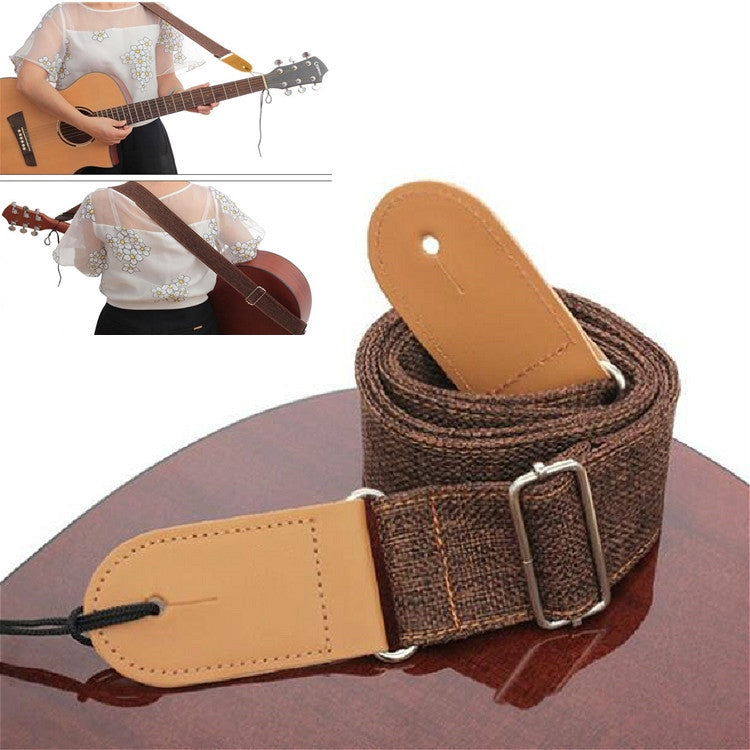 Cotton Linen Guitar Studs Strap Diagonal Shoulder Strap Musical Instrument Accessories(Brown) - String Instrument Accessories by buy2fix | Online Shopping UK | buy2fix