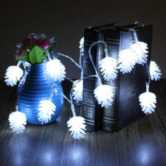 20 LEDs Solar Powered Pine Cone Outdoor Energy Saving Holiday Wedding Decoration String Light Garden Landscape Lamp(White Light) by buy2fix