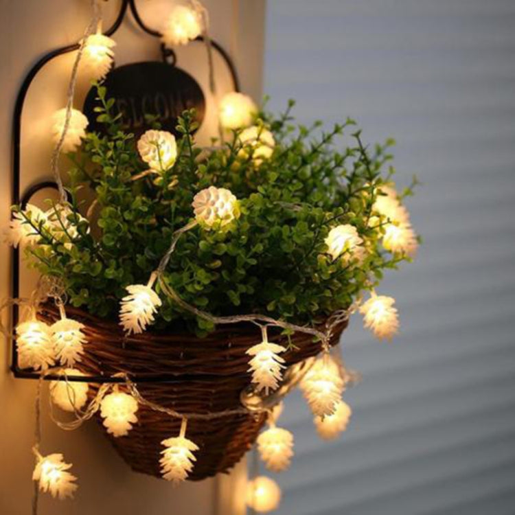 20 LEDs Solar Powered Pine Cone Outdoor Energy Saving Holiday Wedding Decoration String Light Garden Landscape Lamp(White Light) by buy2fix