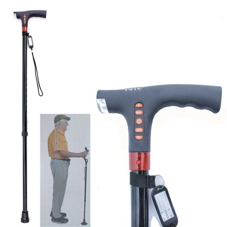 Ten-speed Adjustable Cane With Light And Radio Alarm For The Elderly by buy2fix