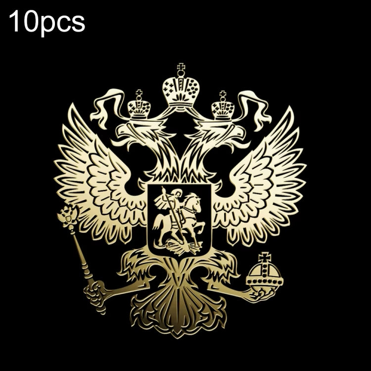10 PCS PITREW Coat of Arms of Russia Emblem Nickel Metal Car Stickers Decals(Gold) by buy2fix