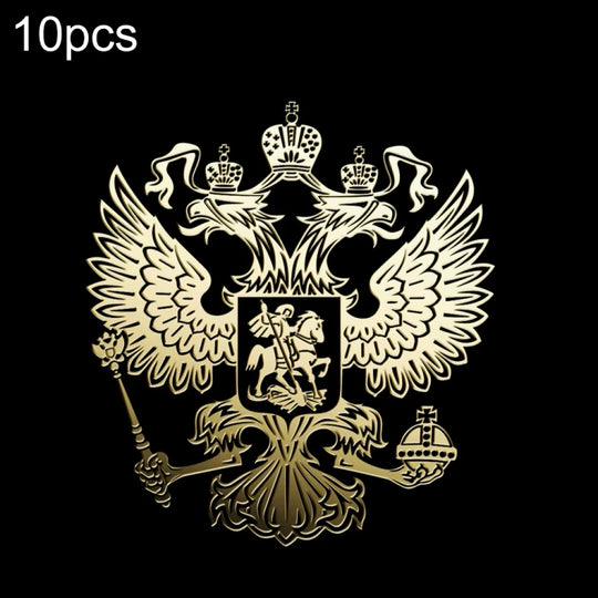10 PCS PITREW Armoiries de Russie Emblème Nickel Métal Autocollants De Voiture, Couleur Aléatoire
