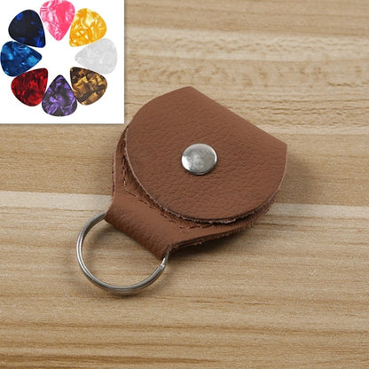 10 PCS Genuine Leather Guitar Pick Storage Bag with Key Ring, Color:Brown - Storage Bags by buy2fix | Online Shopping UK | buy2fix