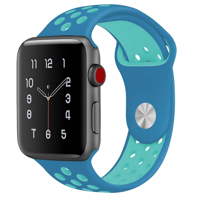 For Apple Watch Series 7 41mm / 6 & SE & 5 & 4 40mm / 3 & 2 & 1 38mm Fashionable Classical Silicone Sport Watch Band(Blue) by buy2fix