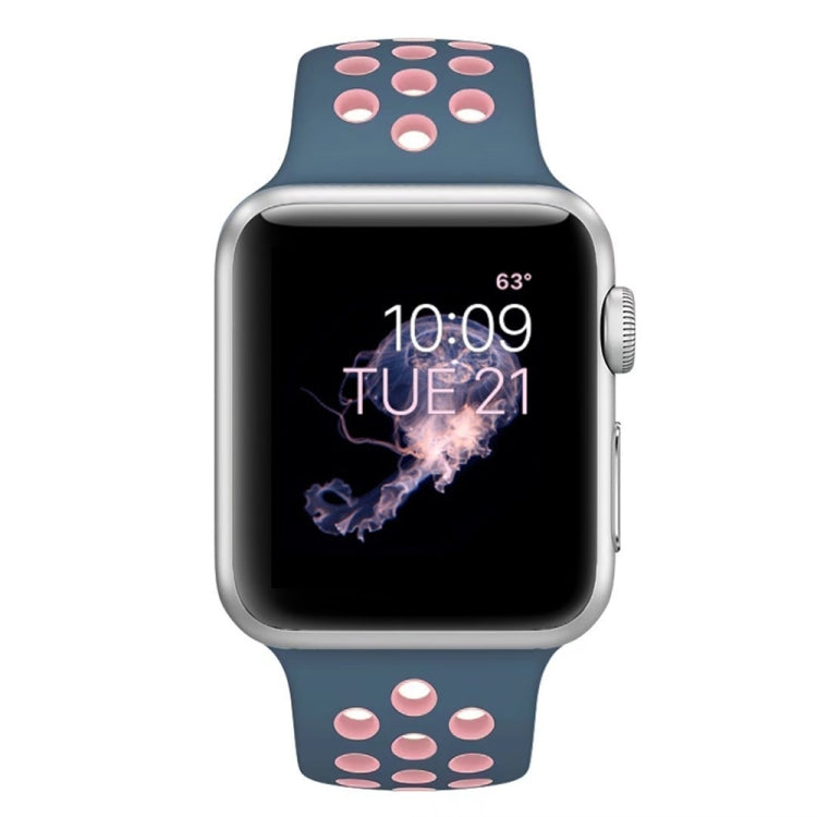 For Apple Watch Series 7 41mm / 6 & SE & 5 & 4 40mm / 3 & 2 & 1 38mm Fashionable Classical Silicone Sport Watch Band(Blue Powder) by buy2fix